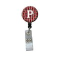 Carolines Treasures Letter P Football Cardinal and White Retractable Badge Reel CJ1082-PBR